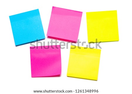 Colorful sticky notes isolated on white background Royalty-Free Stock Photo #1261348996