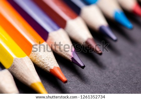 Colorful Pencils on Black Background