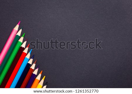 Colorful Pencils on Black Background