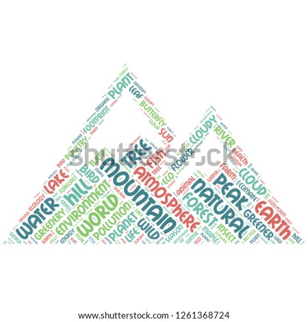Nature word cloud in green Averest shape, vector file for EPS10