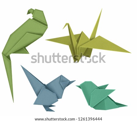 Various origami bird illustration