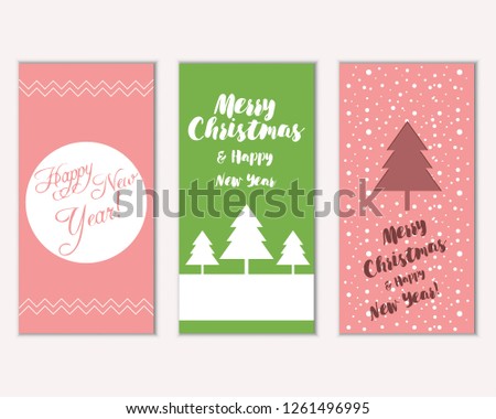 Vector illustration of Merry Christmas and Happy New Year greeting cards