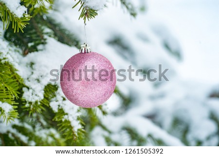 Christmas background, fir-tree with decoration for text