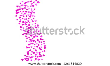 Wedding confetti with pink glitter hearts. Valentines day. Vector background. Hand drawn texture. Love theme for voucher, special business banner. Wedding confetti template with hearts.