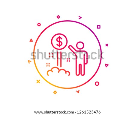 Income money line icon. Wealth sign. Credit card symbol. Gradient pattern line button. Income money icon design. Geometric shapes. Vector