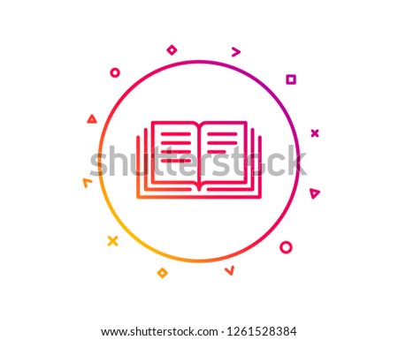 Book line icon. Education symbol. Instruction or E-learning sign. Gradient pattern line button. Education icon design. Geometric shapes. Vector