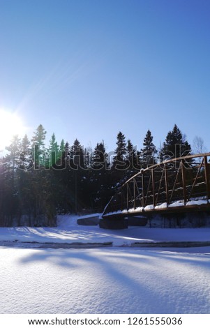 frozen winter of thunder bay in Ontario Centennial park Current river
