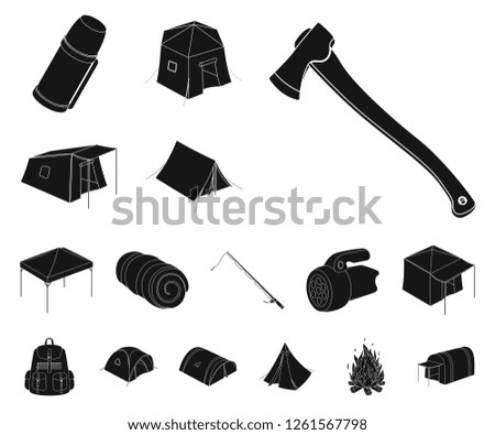 Different kinds of tents black icons in set collection for design. Temporary shelter and housing vector symbol stock web illustration.