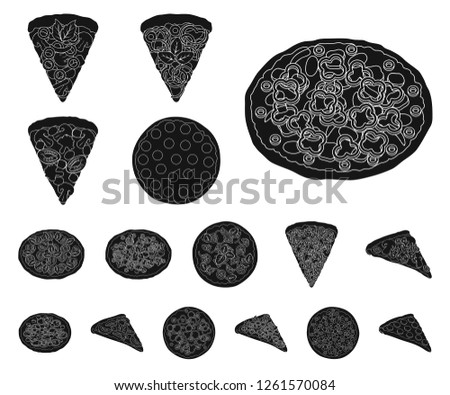 Different pizza black icons in set collection for design.Pizza food vector symbol stock web illustration.
