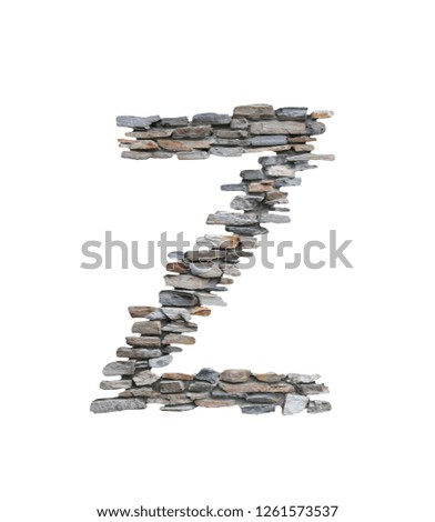 Font of Z to create from stone wall isolated on white background with clipping paths.