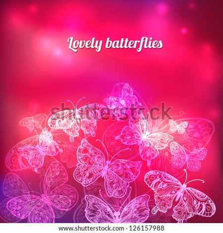 Butterflies floral vector pink valentine background