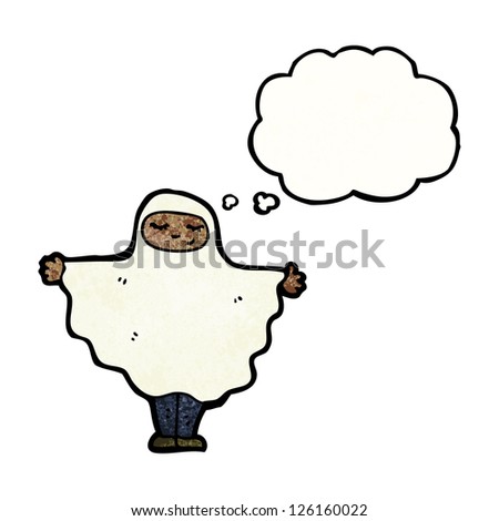 cartoon person in ghost costume
