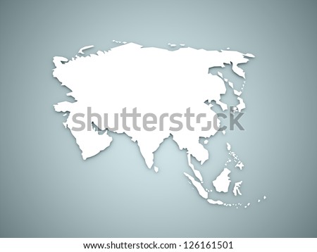 Asia map continent concept on blue background