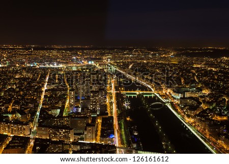View from the top of the Eiffel tower in Paris, France