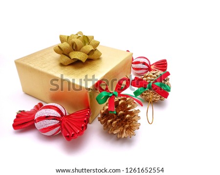 Gift boxes with Christmas decoration isolated on white background