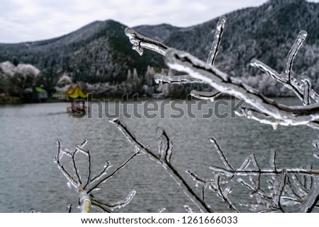 Beautiful winter scenery of Lulin Lake in Lushan Scenic Area, Jiangxi Province