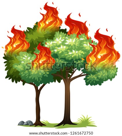 Isolared fire on tree illustration