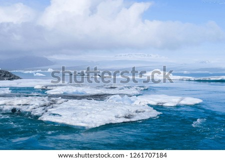 Beautiful stunning view of icebergs floating in Jokulsarlon glacier lagoon, Iceland. A sign of global warming and climate change.