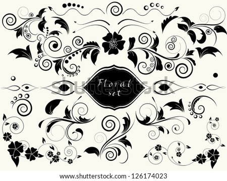 Floral spring elements with swirls and flowers