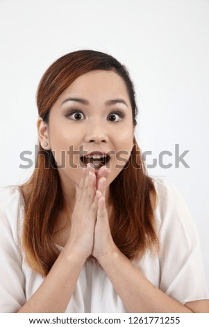 portrait of asian woman on the white background