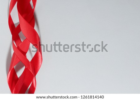 Red ribbon celebration card background with copy space