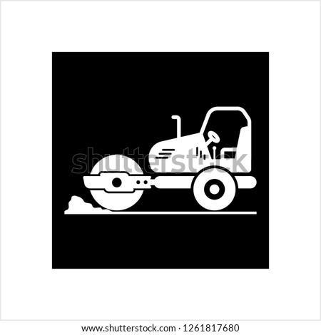 Road Roller Icon, Construction Vehicle Icon Vector Art Illustration
