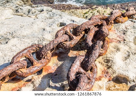 Old rusty anchor chain
