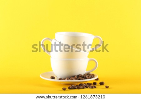 coffee notes and sweets lie on a bright background