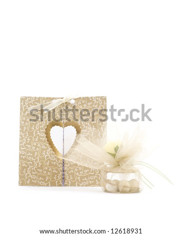 wedding invitation and small present