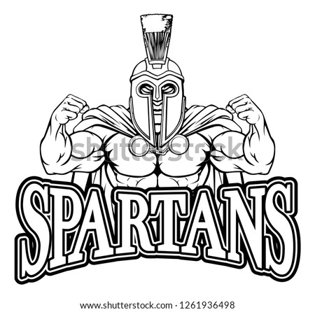 A Spartan or Trojan warrior cartoon sports mascot