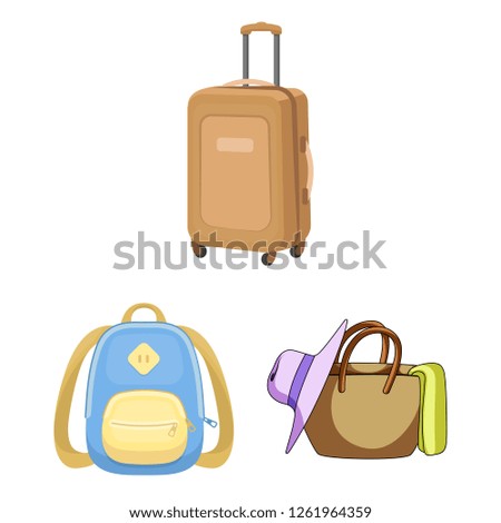 Vector illustration of  and backpack logo. Collection of  and pack stock symbol for web.