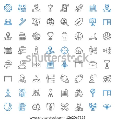 team icons set. Collection of team with fan, man, teamwork, vector, employee, job search, ball, table, volley, user, group, startup, people. Editable and scalable team icons.