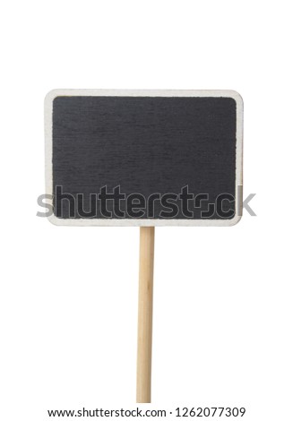 Blank blackboard label, small chalkboard, garden mark and price tag isolated on white 