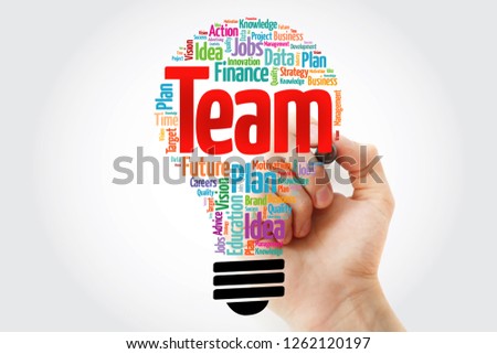 TEAM bulb word cloud with marker, business concept