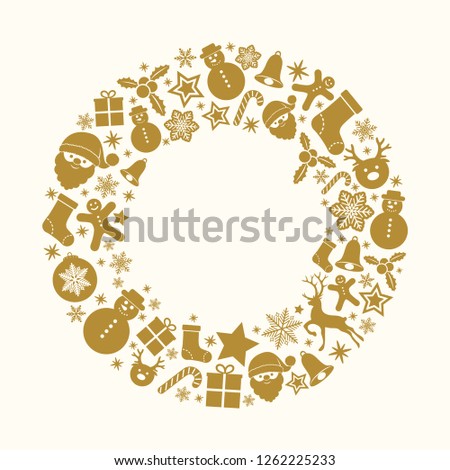 Christmas garland with ornaments and copyspace. Vector.