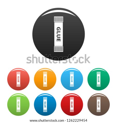 Glue stick icons set 9 color vector isolated on white for any design