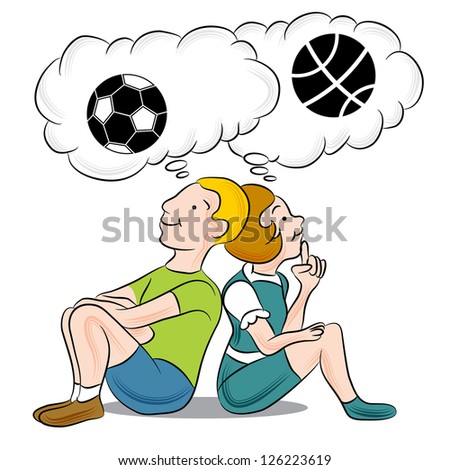 An image of a children thinking about sports.