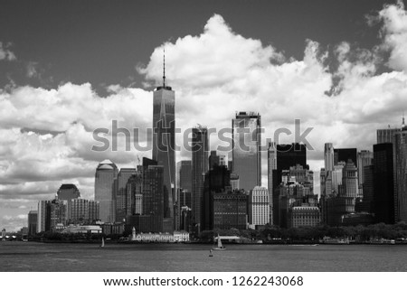 New York city skyline in black and white