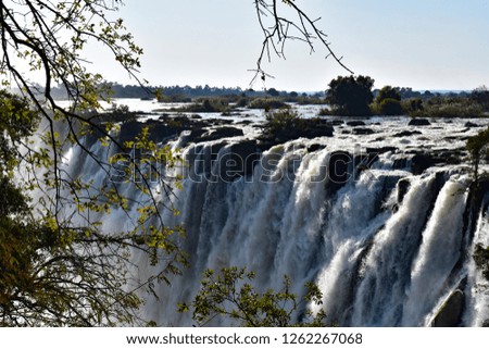 Close up of the powerful and magnifcent Victoria Falls in Zambia/Zimbabwe