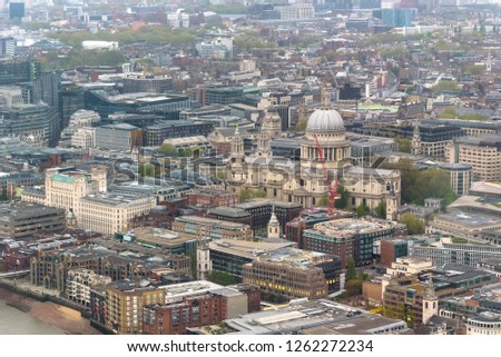 Aerial view of St Pauls Cathedral in London, UK