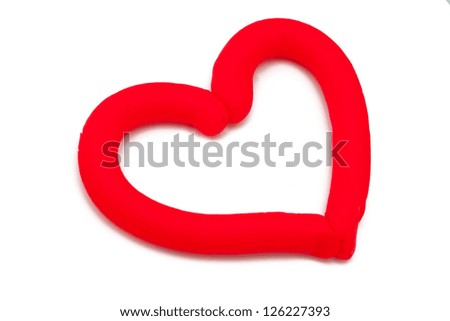 plasticine heart isolated on white background