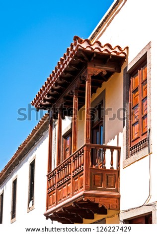 typical old wooden balcony at the canary islands