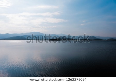ทmountain and blue sky and river Royalty-Free Stock Photo #1262278054