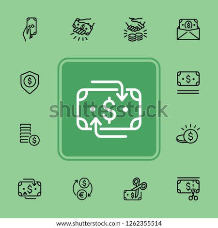 Cash line icon set. Deal, paying, currency exchange. Money concept. Can be used for topics like finance, payment, saving