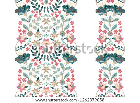 Floral set seamless borders for your design. Vector illustration
