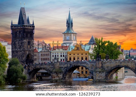 Charles Bridge in Prague Royalty-Free Stock Photo #126239273