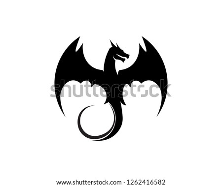 Head dragon flat color logo template vector illustration
