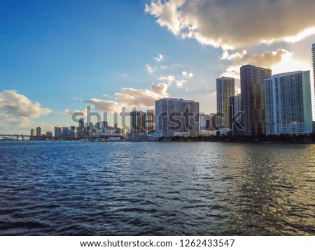 Drone Aerial Buildings Sunset Lake Miami Beach Apartments 