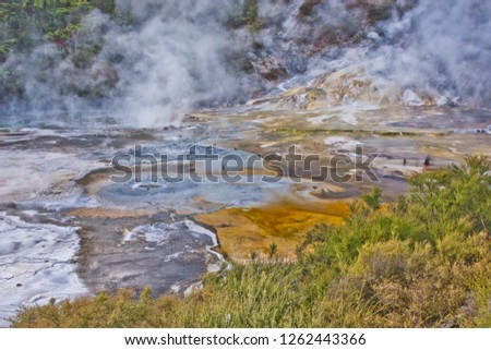 Detail of Frying pan lake in Waimangu geothermal park, New Zealand
