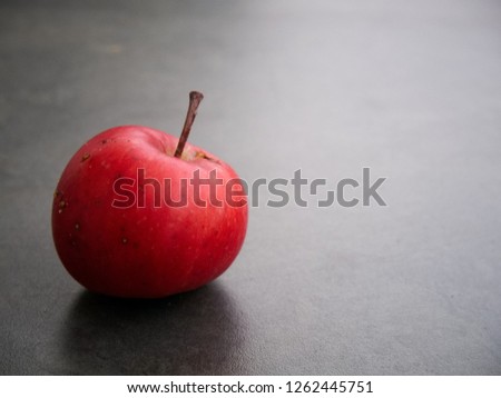 Small red apple still life on a grey background